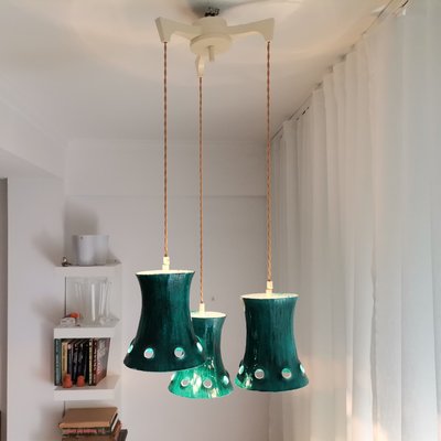 Large Mid-Century Green Metal Cascading Lamp, 1960s-SCS-1001761