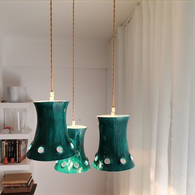 Large Mid-Century Green Metal Cascading Lamp, 1960s-SCS-1001761