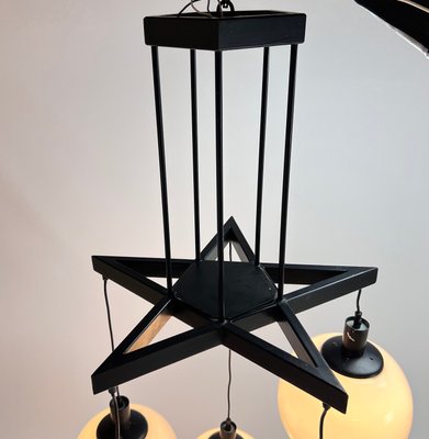 Large Mid-Century Hanging Lamp with 5 White Bols, 1970s-RMX-1195678