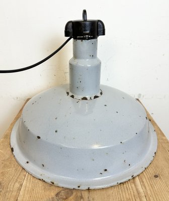 Large Mid-Century Industrial Grey Enamel Factory Lamp, 1950s-CGF-1734091