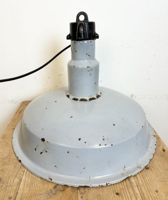 Large Mid-Century Industrial Grey Enamel Factory Lamp, 1950s-CGF-1734091