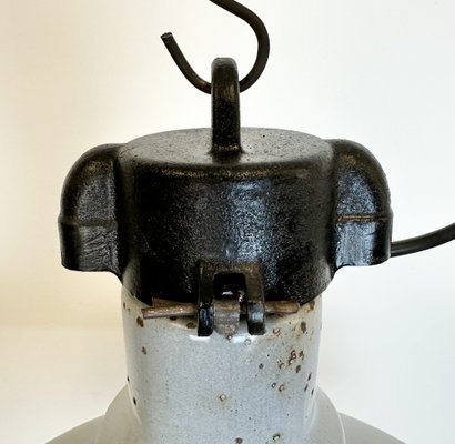 Large Mid-Century Industrial Grey Enamel Factory Lamp, 1950s-CGF-1734091