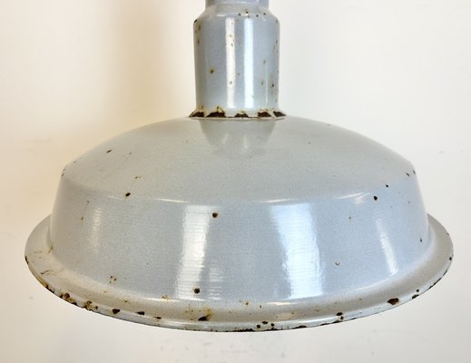 Large Mid-Century Industrial Grey Enamel Factory Lamp, 1950s-CGF-1734091