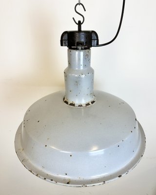 Large Mid-Century Industrial Grey Enamel Factory Lamp, 1950s-CGF-1734091