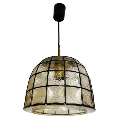 Large Mid-Century Iron and Glass Pendant Lamp attributed to Glashütte Limburg, 1960s-PUK-2020861