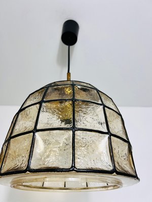 Large Mid-Century Iron and Glass Pendant Lamp attributed to Glashütte Limburg, 1960s-PUK-2020861