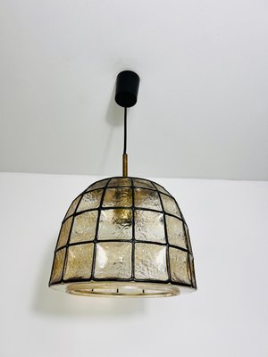 Large Mid-Century Iron and Glass Pendant Lamp attributed to Glashütte Limburg, 1960s-PUK-2020861