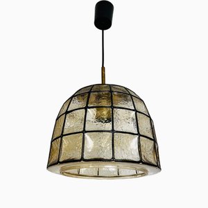 Large Mid-Century Iron and Glass Pendant Lamp attributed to Glashütte Limburg, 1960s-PUK-2020861