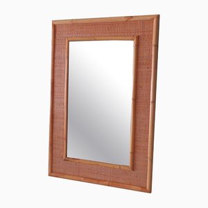 Large Mid-Century Italian Bamboo and Cane Wall Mirror from Vera Dal, 1960s-UKG-1378691