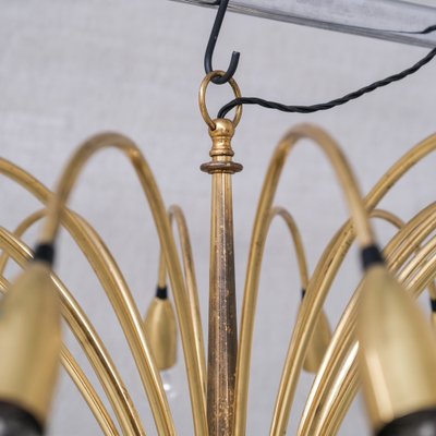 Large Mid-Century Italian Brass 18 Arm Chandelier-JRP-1756046