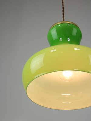 Large Mid-Century Italian Brass and Glass Pendant Lamp-HGJ-1756892