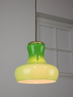 Large Mid-Century Italian Brass and Glass Pendant Lamp-HGJ-1756892