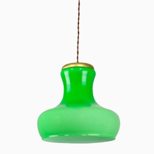 Large Mid-Century Italian Brass and Glass Pendant Lamp-HGJ-1756892