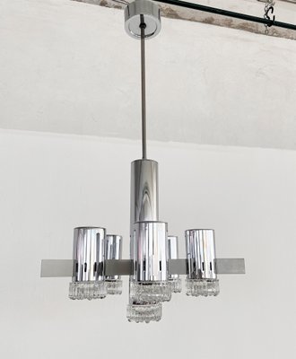 Large Mid-Century Italian Chrome and Glass Sputnik Chandelier attributed to Gaetano Sciolari, 1960s-VNE-1438293