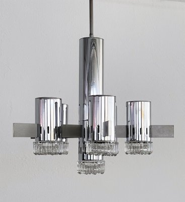 Large Mid-Century Italian Chrome and Glass Sputnik Chandelier attributed to Gaetano Sciolari, 1960s-VNE-1438293