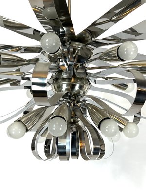 Large Mid-Century Italian Chrome Chandeliers, 1970s, Set of 2-OT-1130565