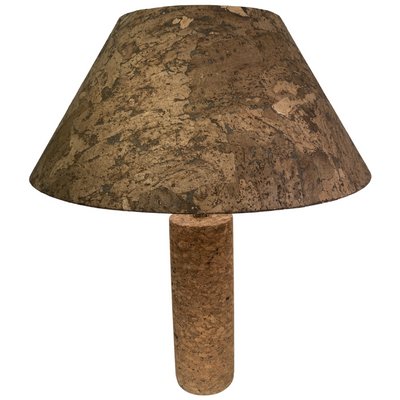 Large Mid-Century Italian Cork and Brass Table Lamp-BHG-1345134