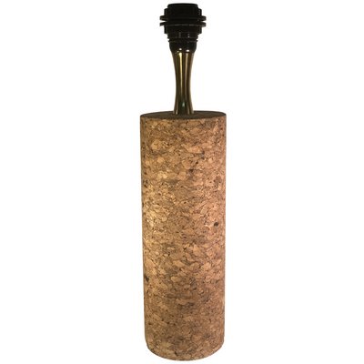 Large Mid-Century Italian Cork and Brass Table Lamp-BHG-1345134