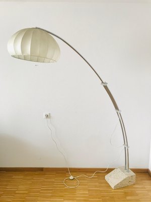 Large Mid-Century Italian Marble Base Cocoon Floor Lamp, 1960s-PUK-617887