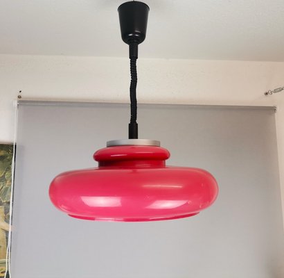 Large Mid-Century Italian Modern Red Acrylic Pull Down Hanging Lamp, 1960s-SCS-1718146