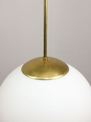 Large Mid-Century Italian Opaline & Brass Sphere Pendant Lamp-HGJ-1787641