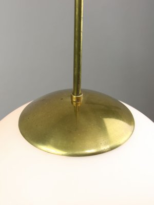 Large Mid-Century Italian Opaline & Brass Sphere Pendant Lamp-HGJ-1787641