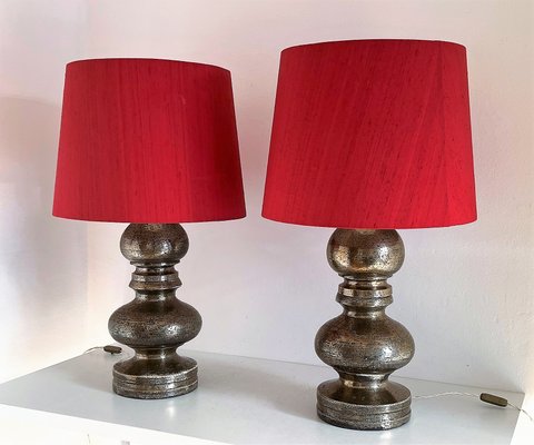 Large Mid-Century Italian Pottery Table Lamps by Aldo Londi for Bitossi, 1960s, Set of 2-VNE-1431953