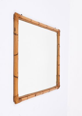 Large Mid-Century Italian Rectangular Mirror with Double Bamboo Cane Frame, 1970s-JDR-1310728