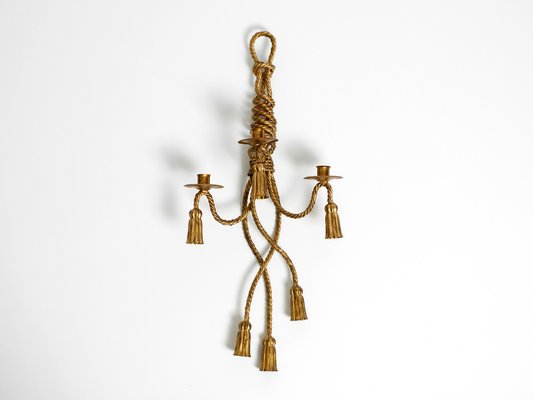 Large Mid-Century Italian Regency Gilt Iron Wall Candleholder from Li Puma Firenze, 1960s-RR-1718704