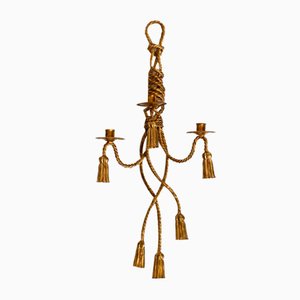 Large Mid-Century Italian Regency Gilt Iron Wall Candleholder from Li Puma Firenze, 1960s-RR-1718704