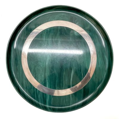 Large Mid-Century Italian Round Green Bakelite and Steel Serving Tray, 1980s-JDR-1126350