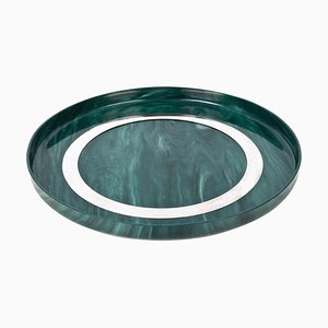 Large Mid-Century Italian Round Green Bakelite and Steel Serving Tray, 1980s-JDR-1126350