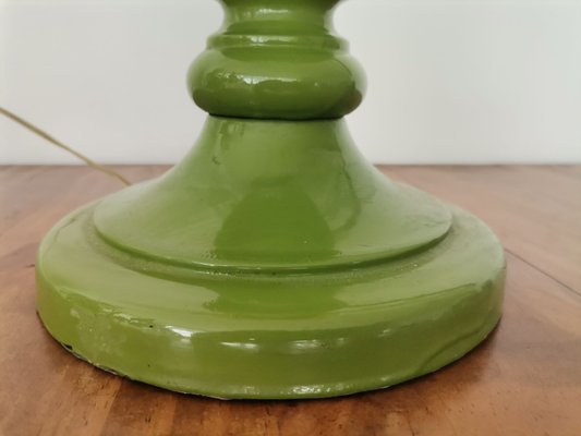 Large Mid-Century Italian Yellow & Green Wood and Glass Table Lamp-SCS-1022729