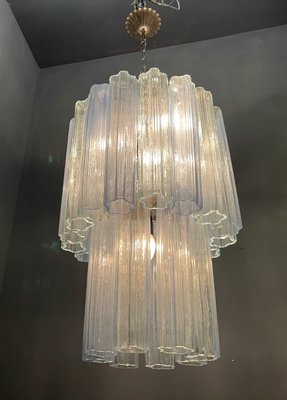 Large Mid-Century Light Blue Murano Glass Tronchi Chandelier-JJC-936287