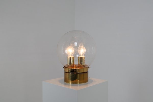 Large Mid-Century Light in Brass with Handblown Glass Globe, 1970s-TRW-1797070