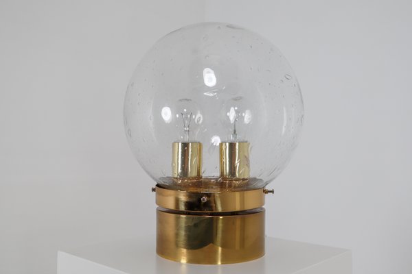 Large Mid-Century Light in Brass with Handblown Glass Globe, 1970s-TRW-1797070