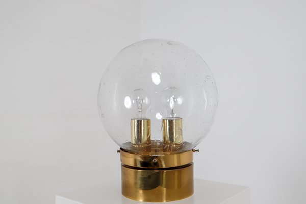 Large Mid-Century Light in Brass with Handblown Glass Globe, 1970s-TRW-1797070