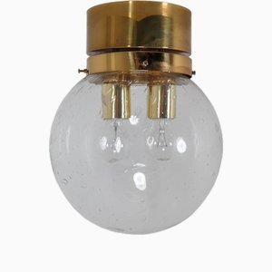 Large Mid-Century Light in Brass with Handblown Glass Globe, 1970s-TRW-1797070