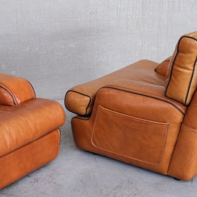 Large Mid-Century Lounge Chairs in Leather, Set of 2-JRP-1253994