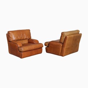 Large Mid-Century Lounge Chairs in Leather, Set of 2-JRP-1253994