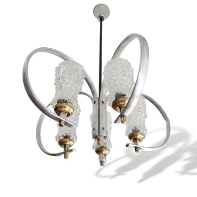 Large Mid-Century Modern Aluminium and Glass Sputnik Chandelier, 1950s-SCS-1001775