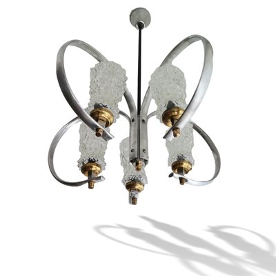 Large Mid-Century Modern Aluminium and Glass Sputnik Chandelier, 1950s-SCS-1001775