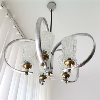 Large Mid-Century Modern Aluminium and Glass Sputnik Chandelier, 1950s-SCS-1001775