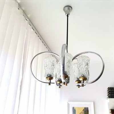 Large Mid-Century Modern Aluminium and Glass Sputnik Chandelier, 1950s-SCS-1001775