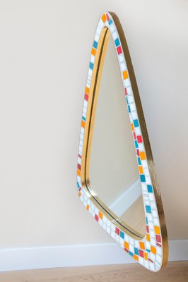 Large Mid-Century Modern Asymmetrical Tile Framed Mosaic Mirror with Wall Shelf, 1950s, Set of 2-BJS-2027001