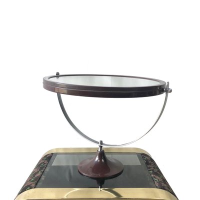 Large Mid-Century Modern Brown Plastic & Steel Adjustable Table Mirror-LYQ-1171810