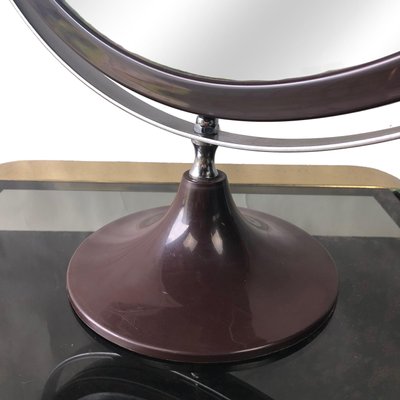 Large Mid-Century Modern Brown Plastic & Steel Adjustable Table Mirror-LYQ-1171810