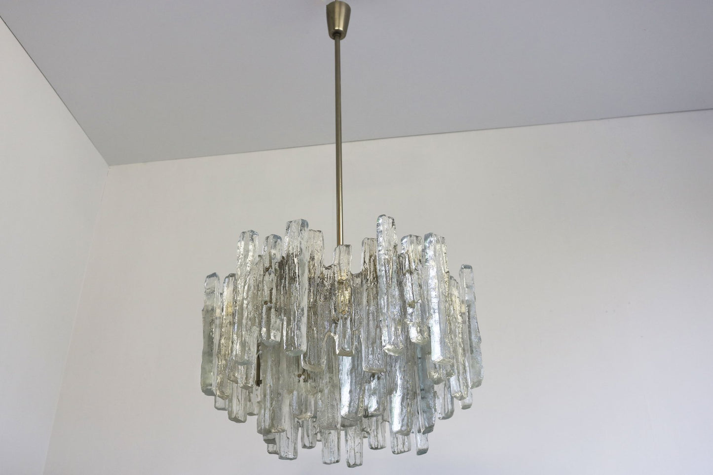 Large Mid-Century Modern Chandelier Ice Glass from J.T. Kalmar, 1960s