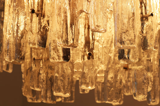 Large Mid-Century Modern Chandelier Ice Glass from J.T. Kalmar, 1960s