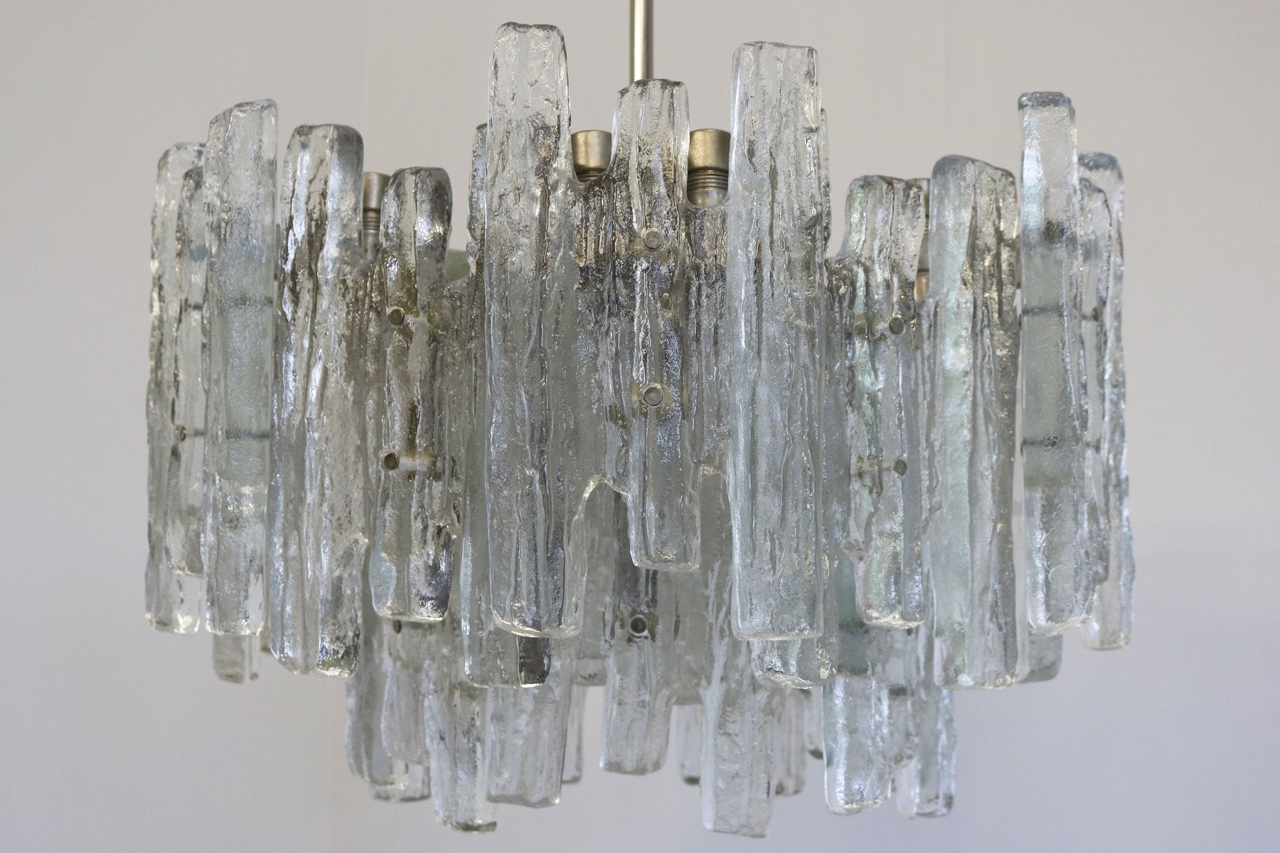 Large Mid-Century Modern Chandelier Ice Glass from J.T. Kalmar, 1960s